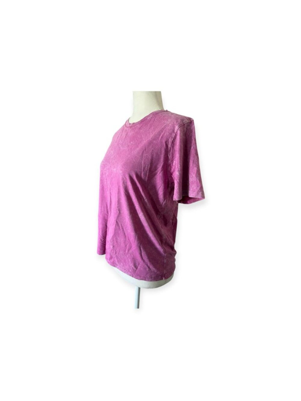 Sézane Organic Cotton Mineral Wash Crewneck T-Shirt Purple Magenta SZ S Basic - Picture 3 of 12